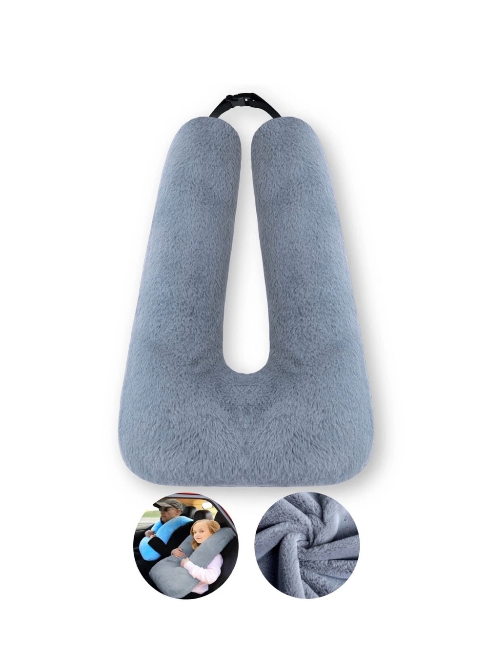 Gray Car Travel Pillow for Kids & Adults Comfortable Road Trip Sleeping Aid NEW